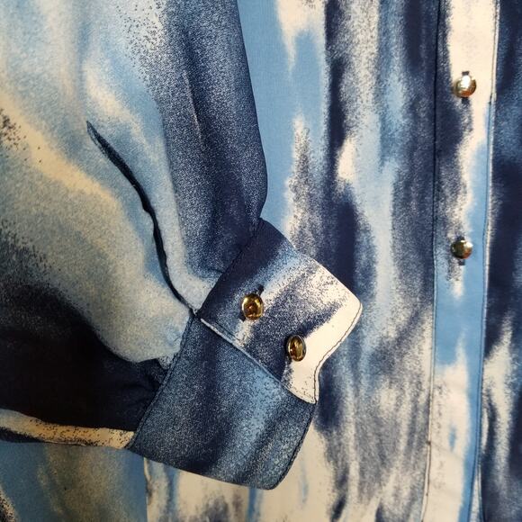 Sami & Jo Cold Shoulder Hi/Low Watercolor Blouse - Picture 5 of 7